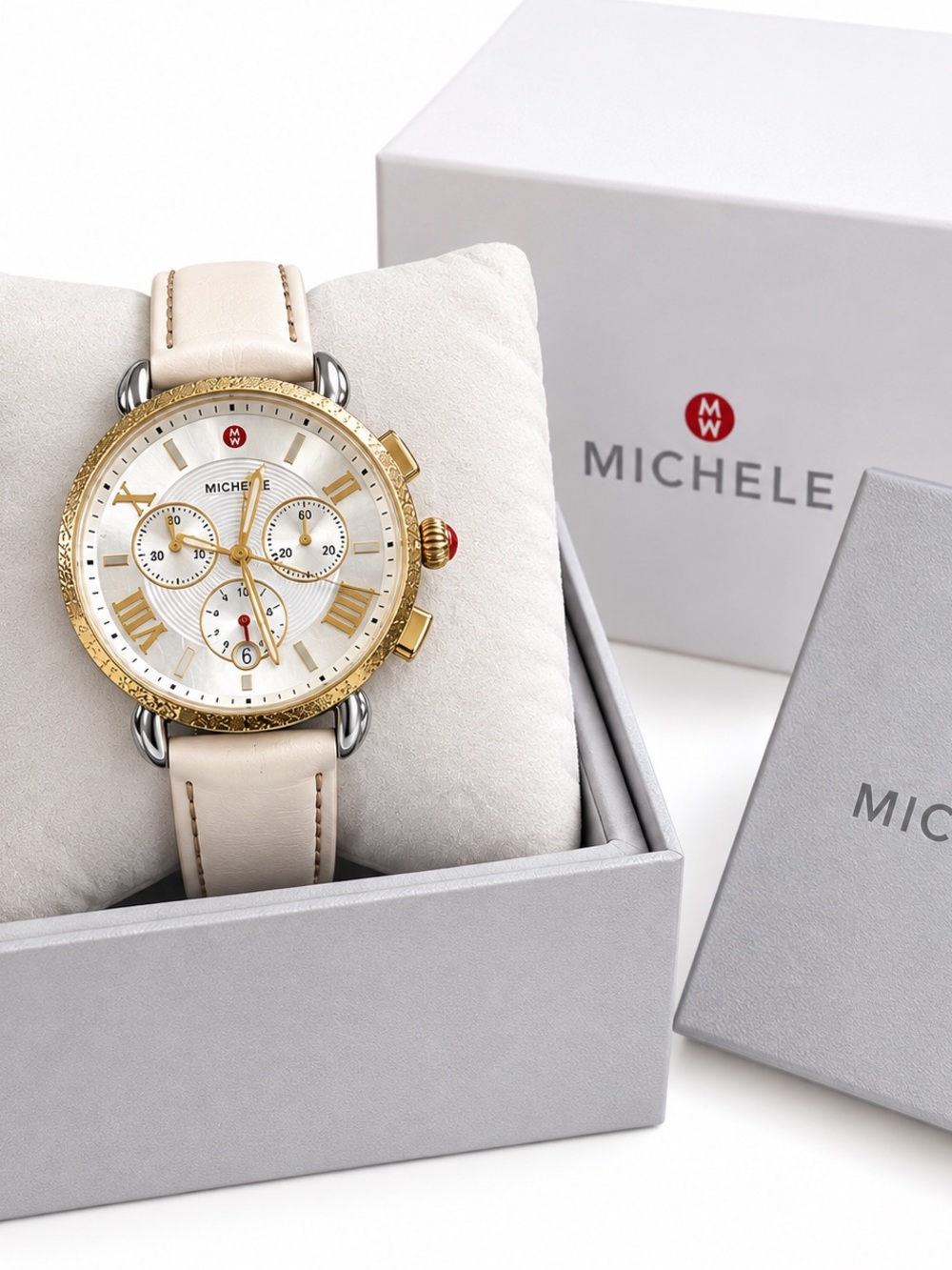 Michele Gold-Tone bezel Watch